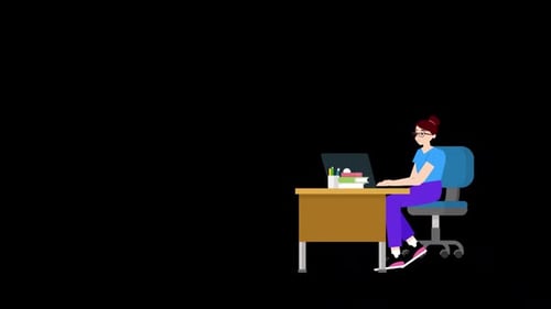 Jeune fille travaillant au bureau sur Alpha Channel