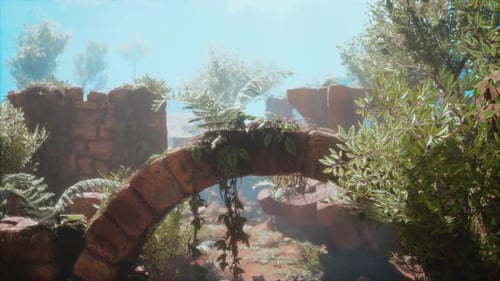 Ruins Near Red Rocky Stones