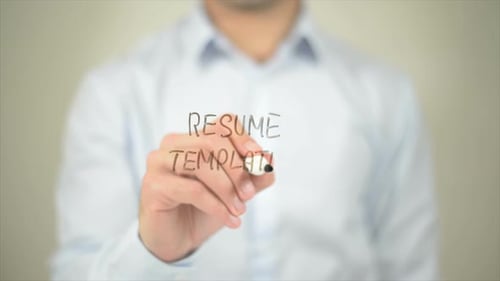 resume Templates, Man Writing on Transparent Screen