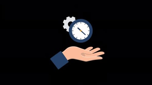 Time Management Hand Holding Clock with Gear Animation