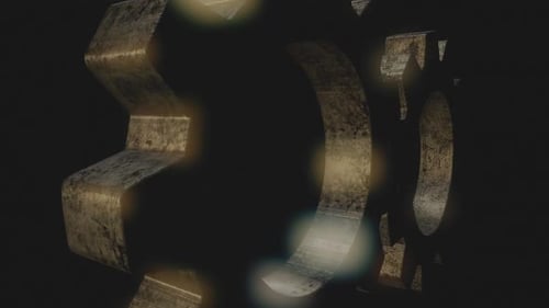 Seamless Loop of Industrial Metallic Gears Rotating