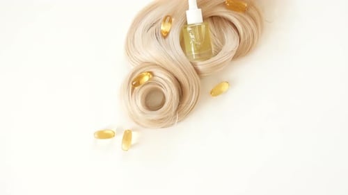 Shiny Wavy Blond Woman Hair Strand Woman Hair Strand Curl Curly Hairstyle Hair Care and Beauty Salon