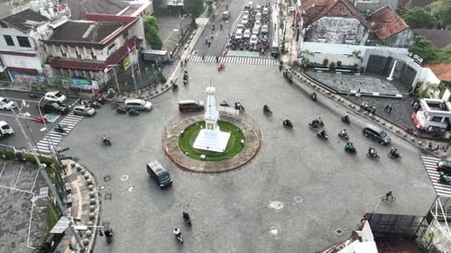 Aerial View of Tugu Jogja or Yogyakarta Monument, Indonesia