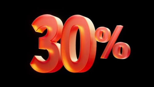 Glowing 3D Percentage 30% Numeric Reveal