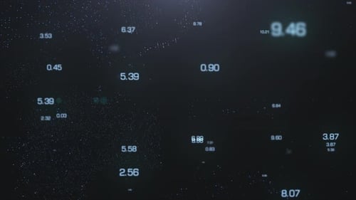 Digital Particle Globe Reveals Text with Floating Numbers