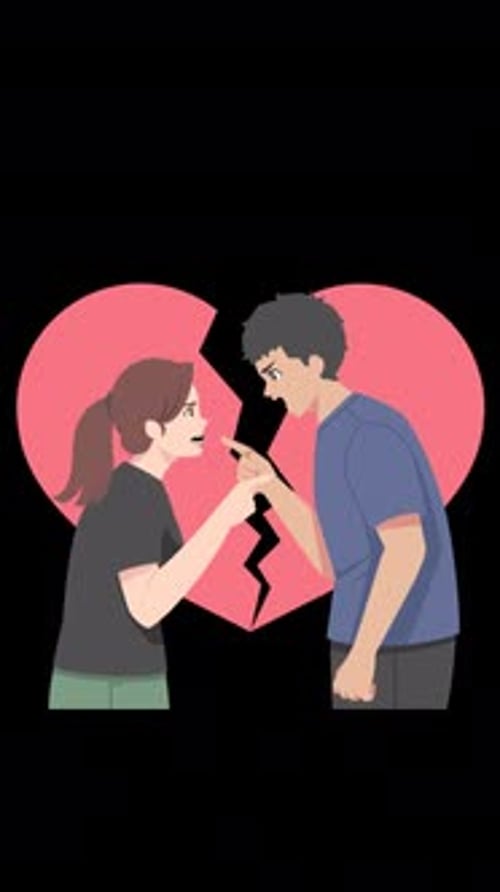 Angry Quarrelsome Couple Talking Shouting Vertical Alpha Channel