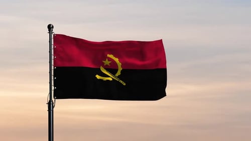 Angola Stunning Flag View in a Breezy Sky