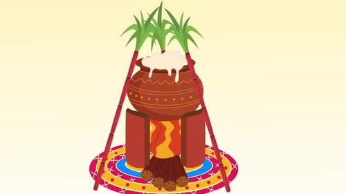animation d'illustration de la fête de la récolte de Pongal