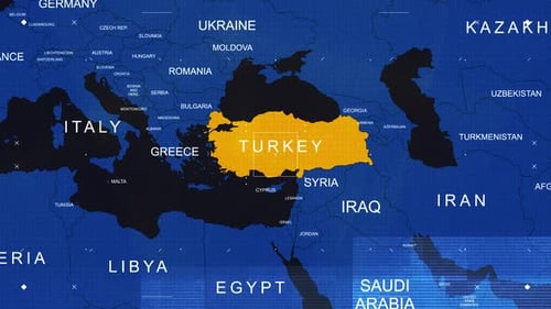 Digital World Map Zoom and Country Highlight Animation