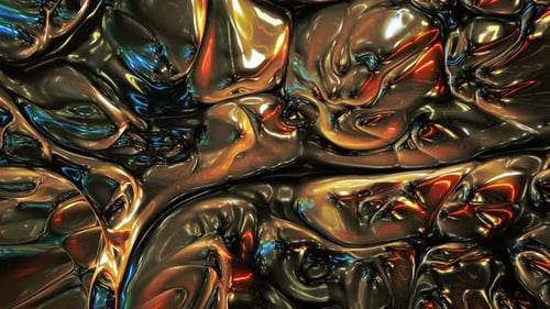 Abstract Gold and Blue Liquid Metal Background Animation