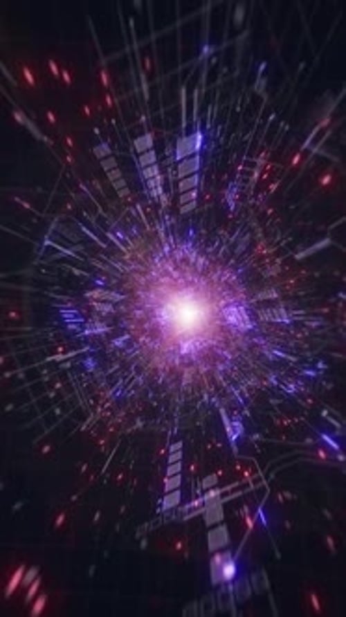 Vertikaler digitaler Videotunnel Eine CG-animierte Reise