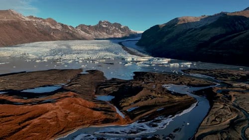 Scenic View Of Glacier Skaftafellsjokull In South Iceland - Drone Shot