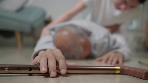Senior slip and fall, Elderly people accident slip and fall.