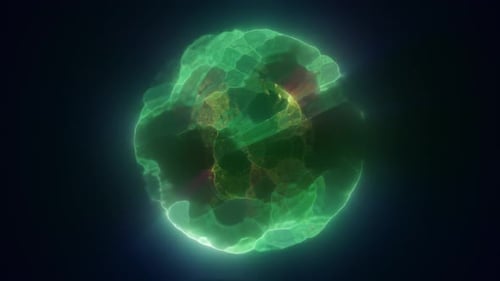 A glowing green energy sphere with intricate and luminous highlights futuristic organic
