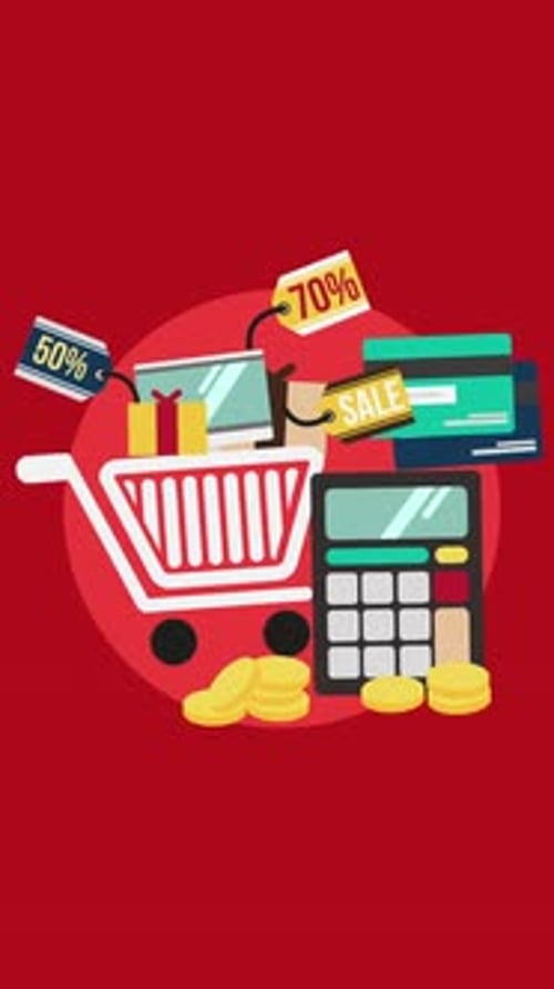 Flat Design Animation of Online Shopping and Sales