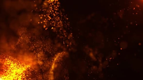 Abstract Flowing Fiery Particles Motion Background