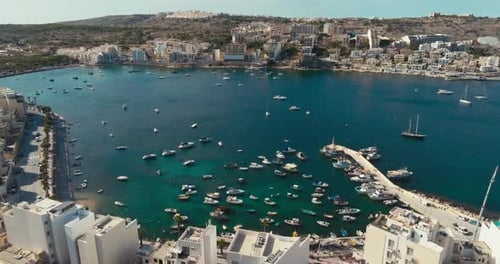 Aerial View of the Marina in Bugibba Malta