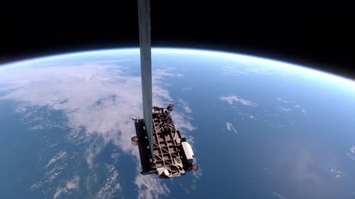Satellite Solar Panel Deployment in Space with Earth View