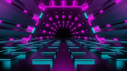 Pink And Cyan Rhomboid Neon Futuristic Corridor Background Vj Loop In HD