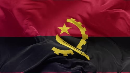 Realistic Angolan Flag Waving Loop Animation Background