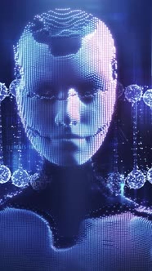 Futuristic Digital Human Head Particle Animation