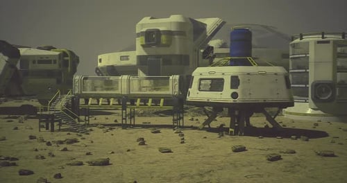 Exploration Base on Mars with Habitat Units and Research Facilities