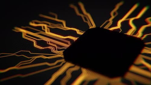Computerchip fällt an seinen Platz