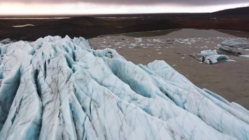 Svinafellsjokull Glacier And Mountain In Iceland - Aerial Drone Shot