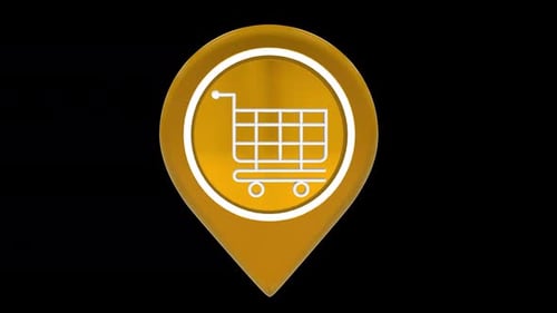 Rotating 3D Shopping Cart Map Pin Icon