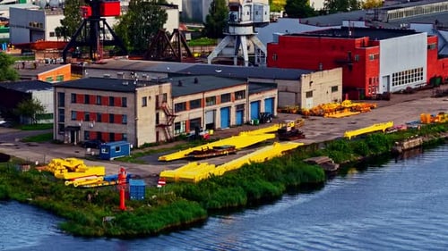Aerial View of an Industrial Area in the Port of Riga, Latvia