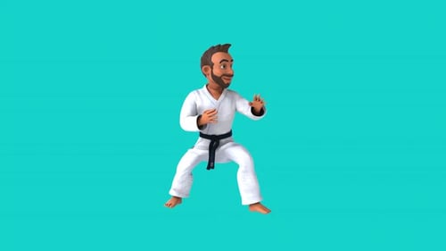 Lustiger 3D-Cartoon-Karateka (mit Alphakanal)