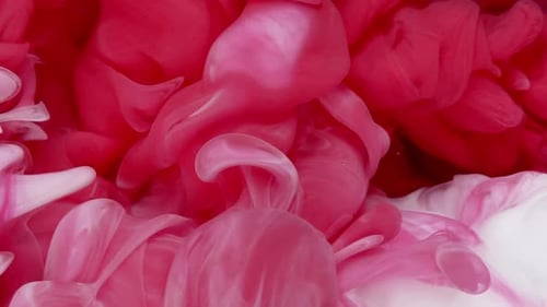 Acrylfarben-Mix, Farbe: Rauch, Tinte, Wasserspritzer, leuchtend gelb, rosa, Dampf, Wolke, Wellenbewegung, abstrakt