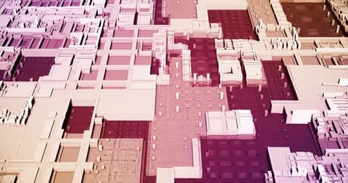 Growing 3D City Animation. Construction Industry. Construction And Technology