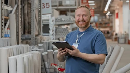 Smiling Shop Assistant Posing for Camera during Workday