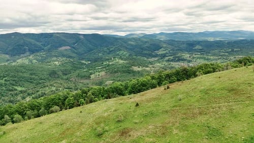 Rolling Green Hills and Mountain Valley Landscape Expansive View of Green Hills and a Forested