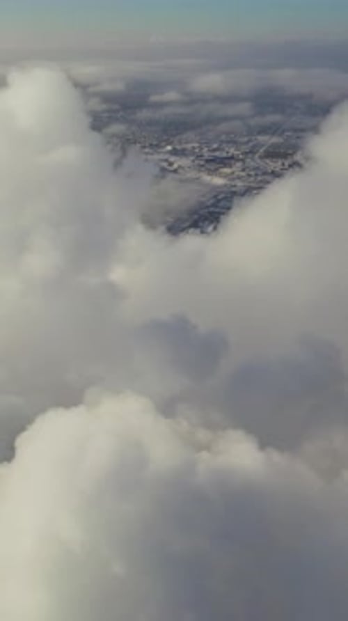 Clouds Moving Over Winter City Seen From Above