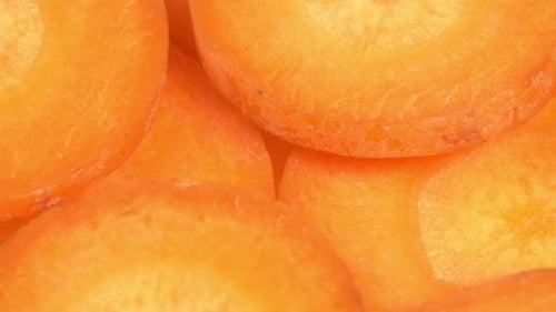 Close Up of Fresh Cut Carrot Slices
