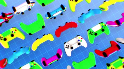 Colorful Gaming Controllers Looping Background Animation