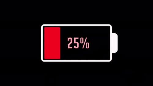 Animated Flat Design Battery Charging Percentage Icon