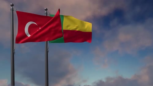 Animated Flags of Turkey and Benin Waving