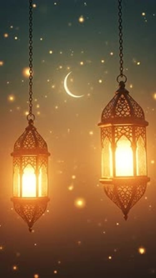 Eid Background - Lanterns & Crescent Moon 2D Animation | Manestream Den