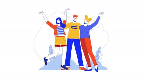 Modern Animated People Waving Illustration