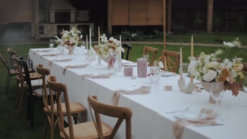 Outdoor Wedding Reception Table Set Beautifully
