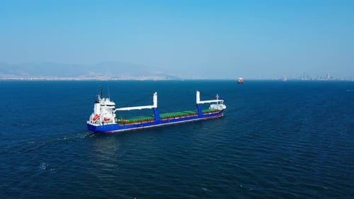 Bulk Cargo Carrier Ship for Carrying Dry Cargo Cruising Across the Sea
