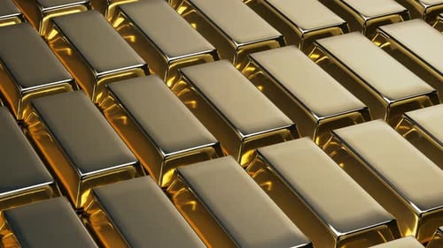 Lingots d'or 3D en boucle et propres et brillants qui se déplacent