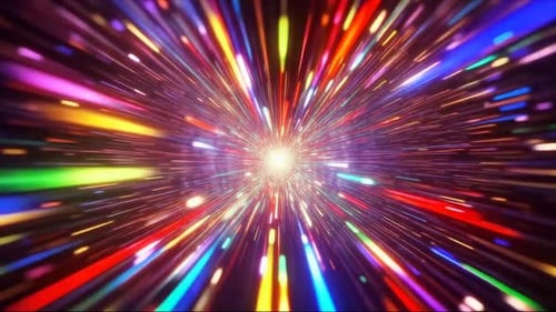 Fond de mouvement abstrait multicolore en tunnel de distorsion de la vitesse de la lumière