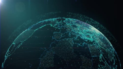 Futuristic Digital Earth Globe with Global Network Connections