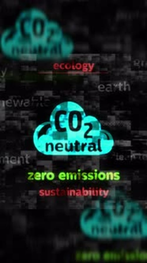 CO2 Neutral zero emission symbol seamless loop vertical