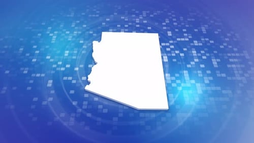 Animated 3D Arizona State Map Reveal on Digital Background