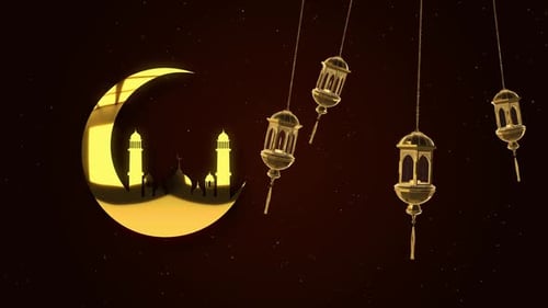 Greeting Card Abstract Golden Eid Mubarak Arabic